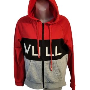 Vull Sport Full-zip Hoodie in Red, Navy & Grey M Wmns (Unisex) EUC